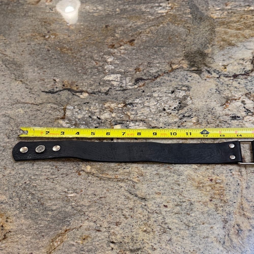 Leatherrock Black Leather Belt with turquoise detail in center.